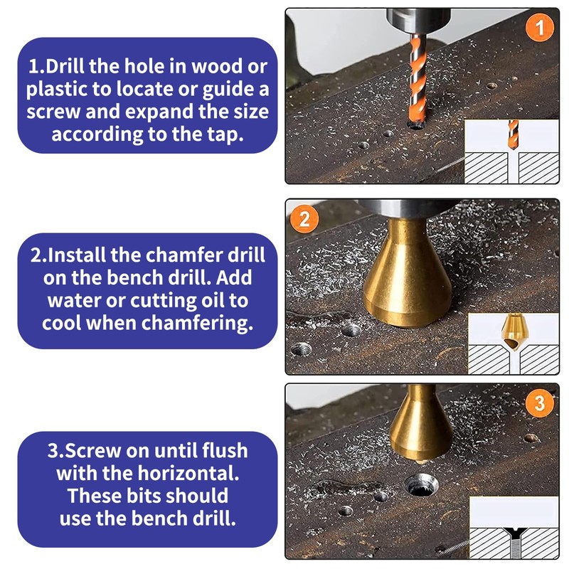 4pcs Countersink Drill Bit Set Deburring Chamfer Drill Bits, Titanium