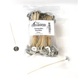 North Mountain Supply Premium Ultra Core Knitted Wicks - 6" Pre-Waxed and Tabbed Wicks for Candle Making - Pack of 120