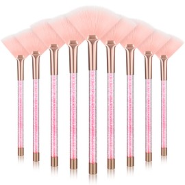 Maitys 9 Pieces Facial Brushes Fan Mask Brushes, Soft Facial Applicator Brushes Tools for Peel Glycolic Mask Makeup for Mud Cream (Pink)