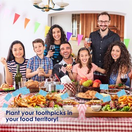 Toothpick Flags for Food,Oktoberfest Cupcake Toppers | 100 Piece Food Bavarian Stick for Cocktail Appetizers Charcuterie Yard Kitchen Decorations