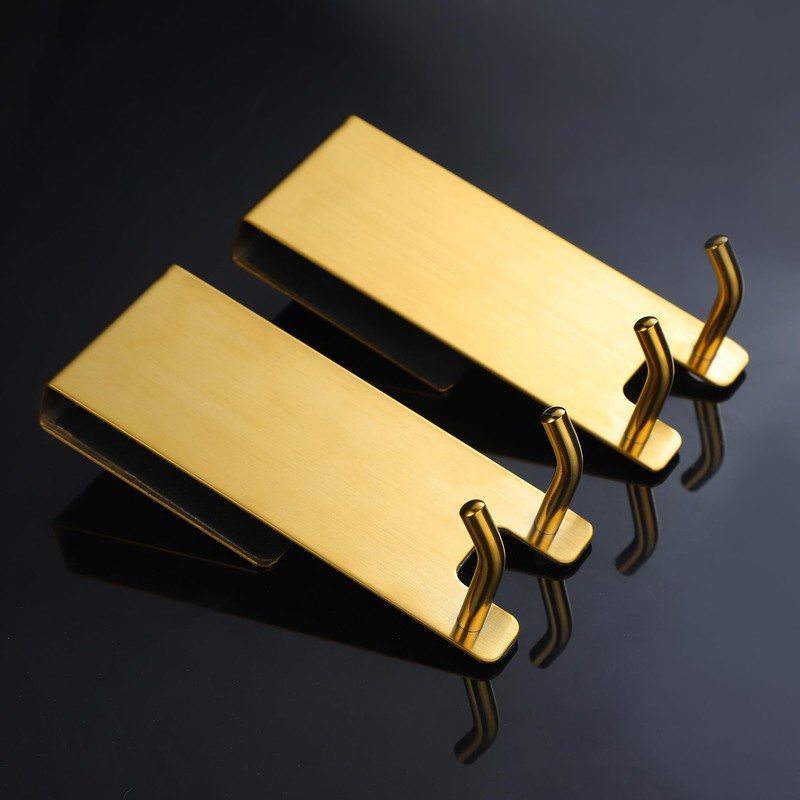 Taozun Shower Door Hooks, Gold Towel Hooks for Bathroom Frameless