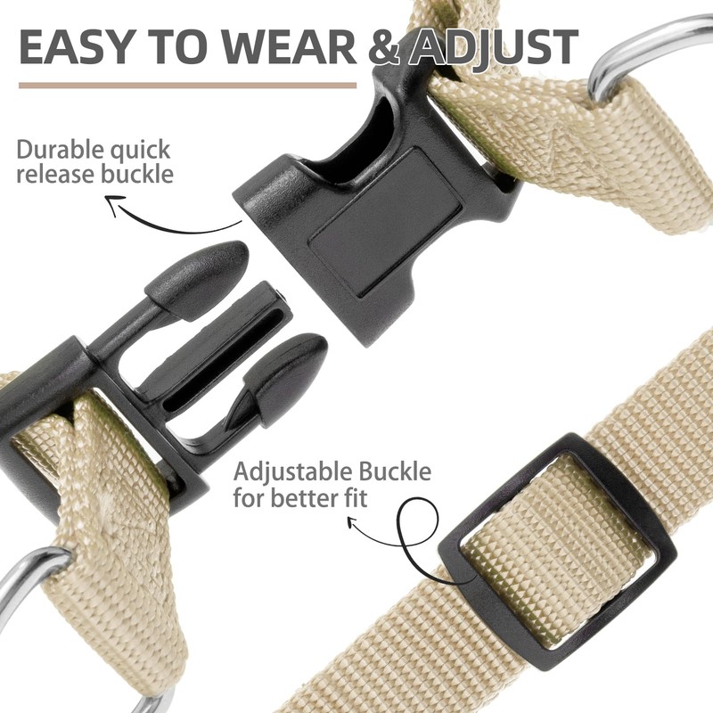 PUPTECK No Pull Dog Harness Soft Adjustable Basic Nylon Step
