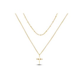 14k Yellow Gold Plated 925 Sterling Silver Tiny Dainty Jesus Cross Pendant Necklace | Minimalist Delicate Jewelry
