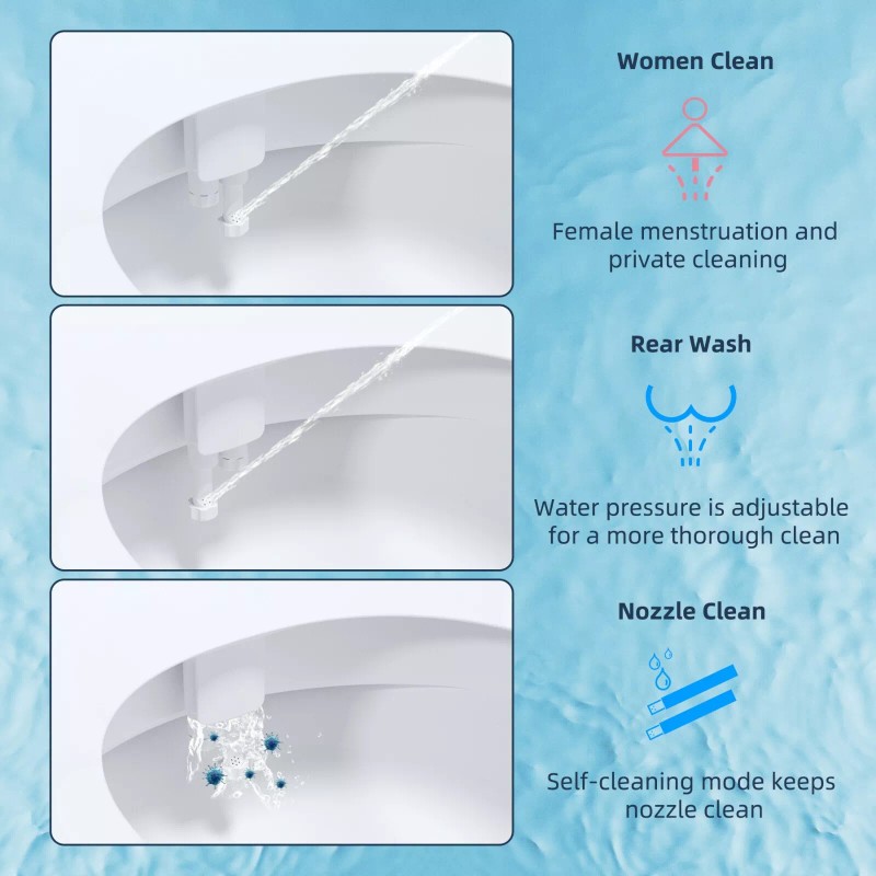 Hibbent Dual Nozzle Bidet Toilet Seat Attachment Cold/Warm Fresh Water