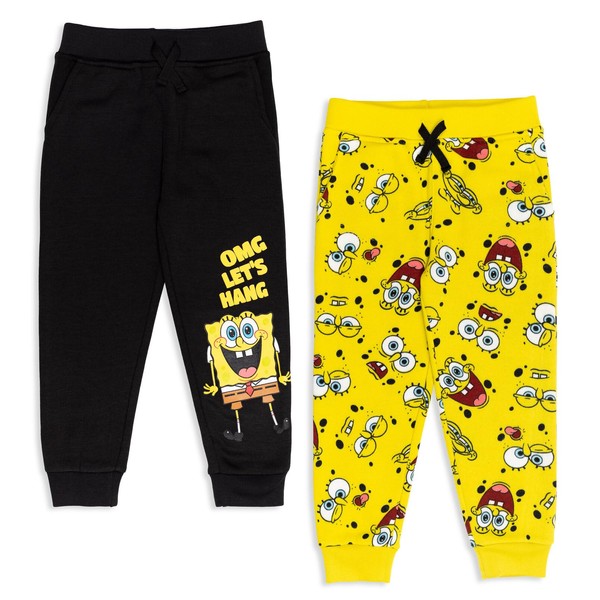 Spongebob Squarepants Little Boys Fleece 2 Pack Jogger Pants Black/Yellow