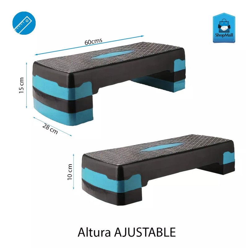 ShopMall Step Banco Aerobics Ejercicio Fitness Crossfit Ajustable Color Azul