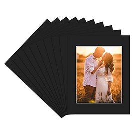 Golden State Art, Pack of 25, Acid-Free Black Pre-Cut 11x14 Picture Mat for 8x10 Photo with White Core Bevel Cut Frame Mattes