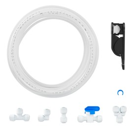 Professional 1/4" OD Tubing Water Line Kit for Refrigerator Ice Makers, 49.2 ft Ice Maker Water Line Kit for RO Water Systems with Fittings(White)
