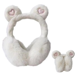 LdawyDE Ear Warmers Women's Winter Warm Plush Earmuffs Children Girls Cute Bear Ears Ear Warmers Foldable Ear Warmers Ear Muffs Winter Windproof Earmuffs Perfect for Cold Winter Days, White
