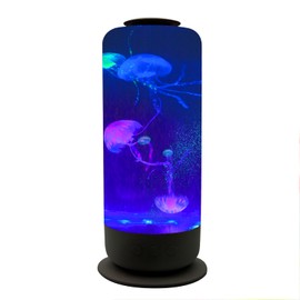 2.5L USB Powered Jellyfish Lamp with Motorized Jellyfish - 7 Lighting Modes & 2 Color Changing Speed Control, Dreamy Mood Light for Home Office Decor, Relaxing Gift for Kids/Adults (Black)