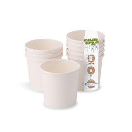 BIOZOYG Organic Disposable Cups Food Cups Paper Cups To Go White I Compostable Cups Soup Cups To Go Disposable Ice Cream Cups Cardboard I 25 Sturdy Cardboard Cups 300 ml Round