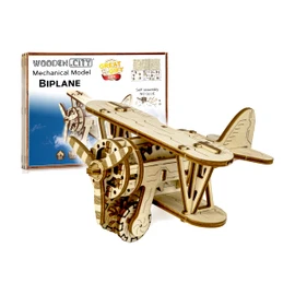 WOODEN.CITY Biplane Wooden 3D Puzzles for Adults - Aircraft Wood Model for Painting - 3D Wooden Puzzles Plane - 63 Parts Wooden Models for Adults to Build - Hobby Kits for Adults - 3D Wood Puzzles