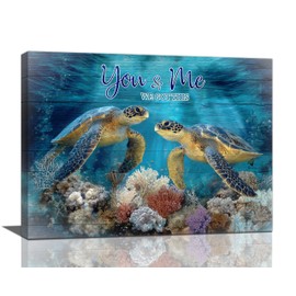 Zyphren Sea Turtle Bathroom Decor Wall Art Under Water Pictures Ocean Turtle Canvas Print Painting Home Artwork Decoration Gifts for Kitchen Living Room Bedroom Bathroom Office 12"x16"