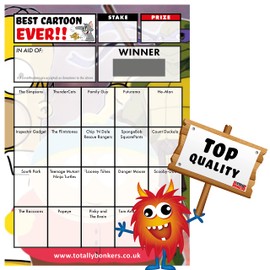 Totally Bonkers BEST CARTOON Fundraising Scratch Cards 20 SQUARE - 10 Pack