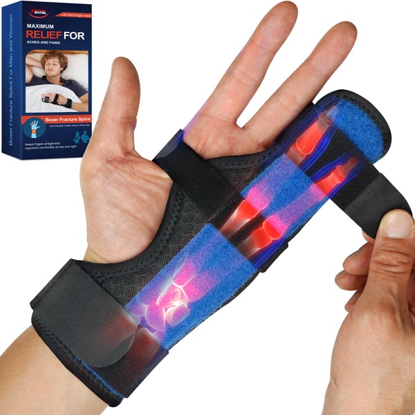 FEATOL Boxer Finger Splint Metacarpal Splint Brace, Adjustable Pinky Finger