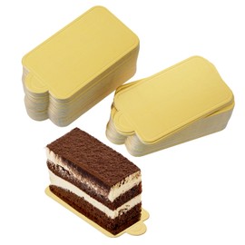 Rthjsfj Rthjsfj 100pcs Mini Cake Boards, Gold Cake Base Paper Cupcake Dessert Displays Trays for Party Baking Decorating (Rectangle)