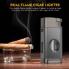 FANKAI Torch Lighter with Cigar V Cutter, Double Jet Flame