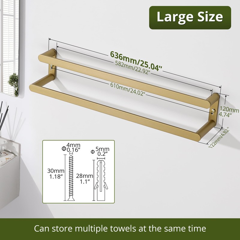 SAYAYO Double Towel Bar for Bathroom Wall Heavy Duty, 2
