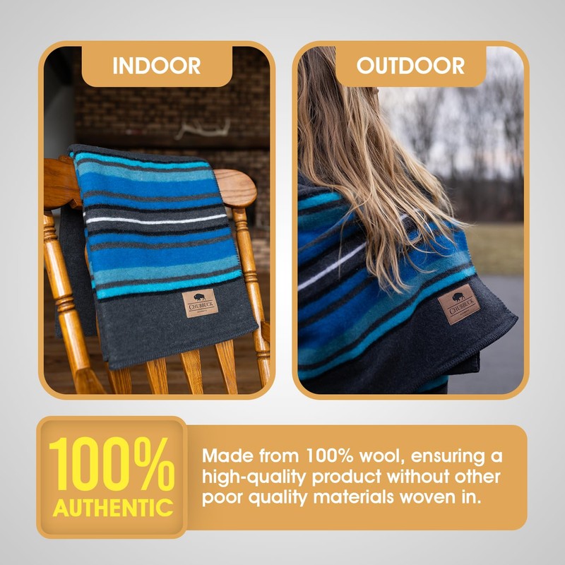 Chubbuck 100% Wool Blanket Camping (60" x 84") - Large