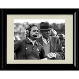 Generic Framed Bear Bryant and Nick Saban - Alabama Football Legends Roll Tide! - Promotional Picture (Black Cherry, 8x10)