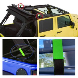 Soft Top Tie Down Straps for Jeep,Soft Top Roof Straps for Jeep Wrangler JK JKU JL JLU,Back Window Straps for Jeep,Adjustable Soft Top Straps Rear Window Straps,Green,(Pack of 4)