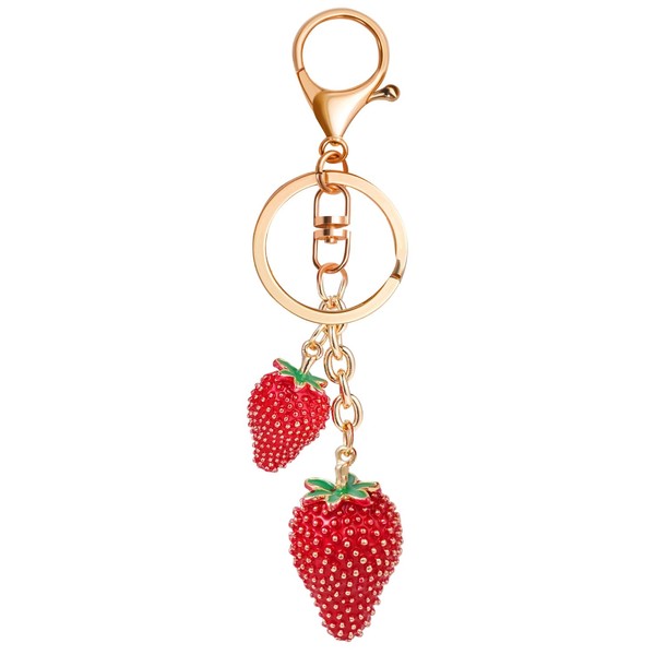 Liobelon Cute Strawberry Keychain Strawberry Bag Charm Metal Strawberry Purse