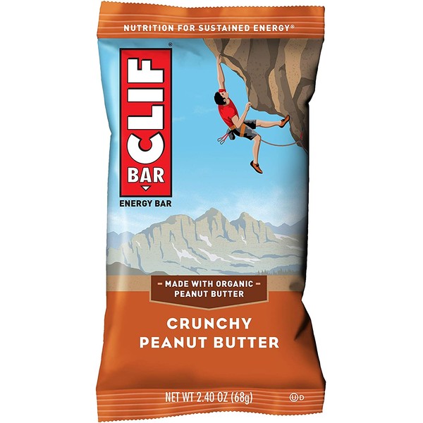 CLIF BARS - Energy Bars - Crunchy Peanut Butter - Made with Organic Oats - Plant Based Food - Vegetarian - Kosher (2.4 Ounce Protein Bars, 18 Count) Packaging May Vary