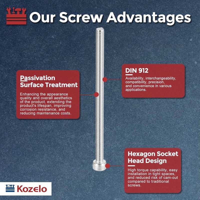 Kozelo 6pcs Socket Head Cap Screws - [M5-0.8 x 90mm]