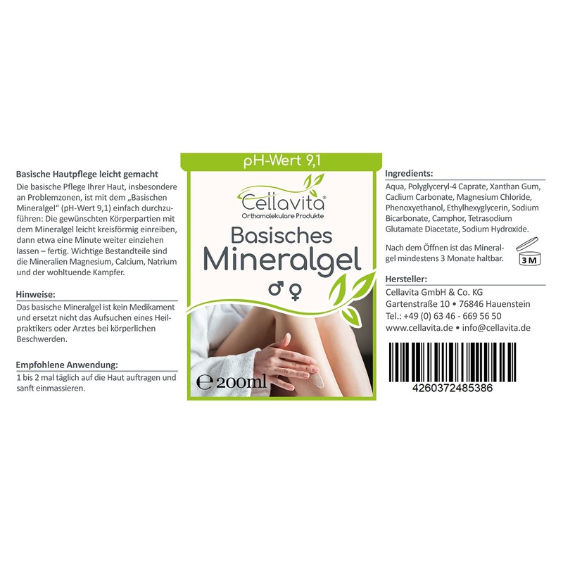 CELLAVITA Basic Mineral Gel 200 ml | Minerals: Magnesium, Calcium,