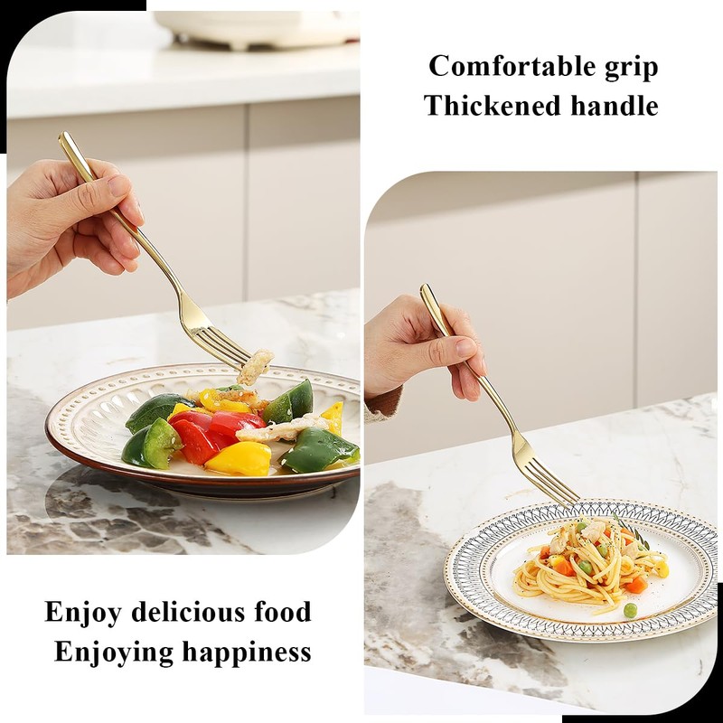 Evanda Gold Dinner Forks Set of 12 Pieces, 17.8cm Titanium