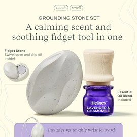 Lifelines Scent-Infused Grounding Stone & Oil Blend - Portable Fidgets for Tweens, Teens & Adults with Essential Oil Blend & Diffusion Stones for Sensory Immersion - Calming Waterless Passive Diffuser