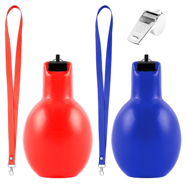 Famini Hand whistle with 2 pieces hygienic hand whistle with 1 piece stainless steel sports whistle and 2 pieces lanyard, whistle for trainers, sports teachers, dog trainers, trainer accessories