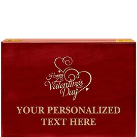 Crown Awards Happy Valentines Day Rosewood Humidor Gift, Customize with Your Own Text Engraving