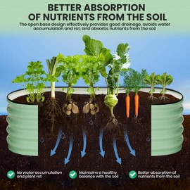 GarveeLife 6x3x1.5ft Raised Garden Bed,Galvanized Raised Bed,Garden Boxes Outdoor,Open-Ended Base Galvanized Planter,Planter Raised Boxes,Metal Garden Box for Vegetables, Flowers,Rubber Edge,Green