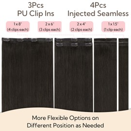 HOTBANANA Invisi Edge Clip in Hair Extensions, 14inch 100g 4Pcs Injected Seamless and 3Pcs PU Clip Ins Human Hair Extensions Balayage Chocolate Brown with Honey Blonde