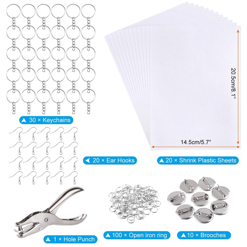 ASTARON 181Pcs Shrinking Plastic Sheets Kit Includes 20 Shrinking Film