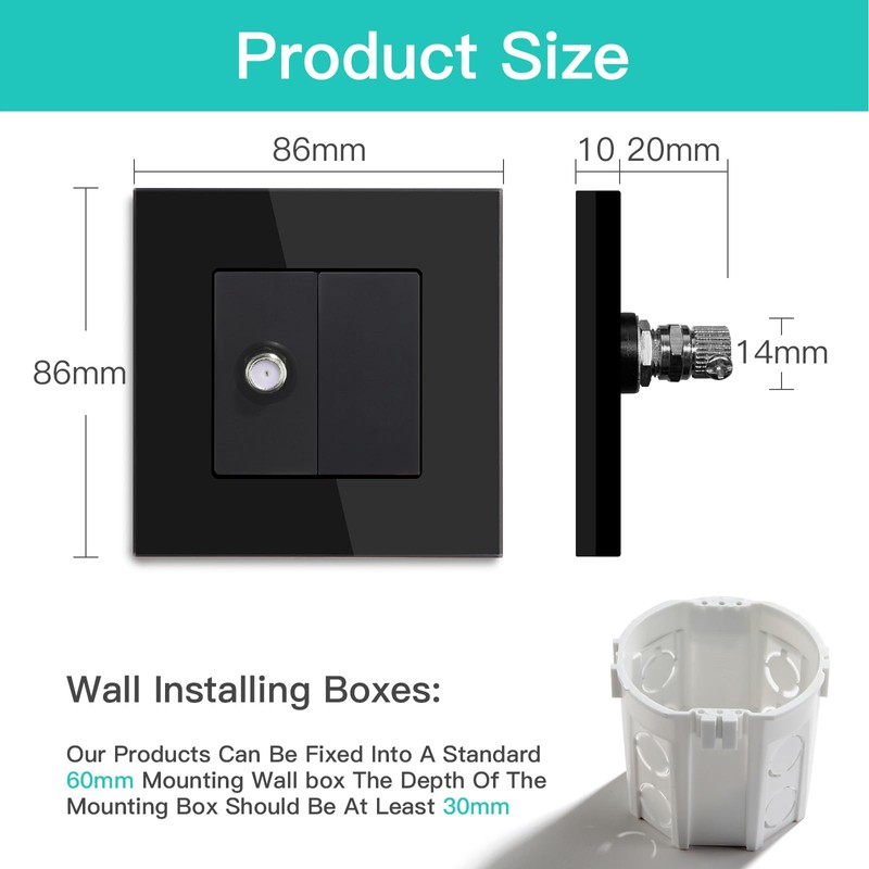 BSEED Wall Socket EU Standard 1/2 Satellite Socket Flush-Mounted and