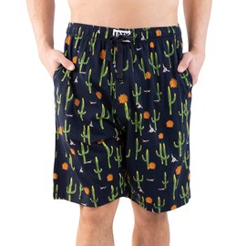 Lazy One Pajama Shorts for Men, Men's Pajama Bottoms, Sleepwear, Western, Skull (Cactus, Medium)