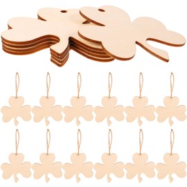 Operitacx 30pcs Pendant Shamrock Wooden Ornaments Wooden Shamrock Slices St. Patricks Day Shamrock Decoration Wooden Shamrock Embellishment Labels Tag Daily Necessities Graffiti Child