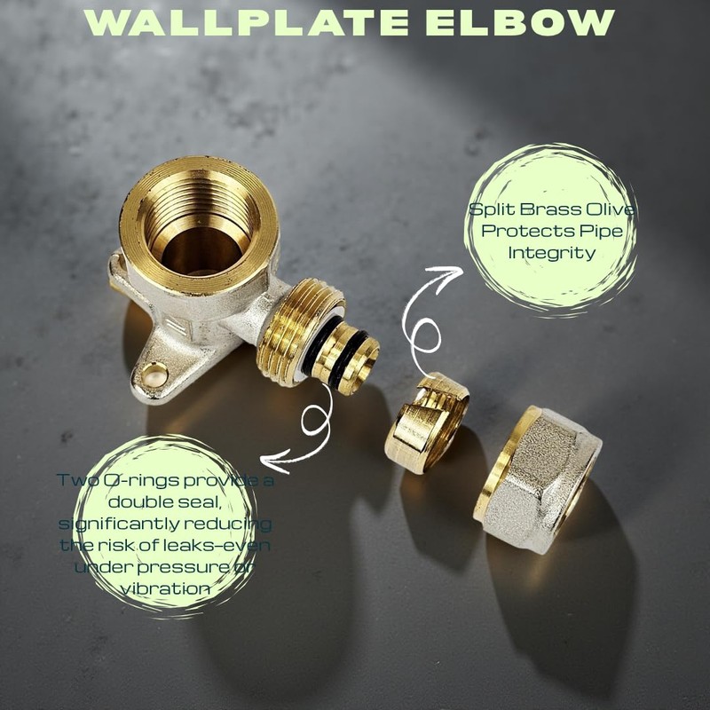 Wärmer System 16mm x 1/2" Wall Plate Elbow – Female