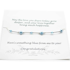 Something Blue Bride Gift Anklet Wedding, Sterling Silver and Blue Crystal Pearl and Crystal (Average 8 1/2" to 10")