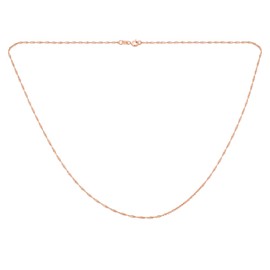 Thin Singapore Link Chain 1.5 MM 020 Gauge for Women Necklace Rose Gold Plated .925 Sterling Silver Made in Italy 18 Inch