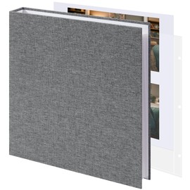 Vienrose Scrapbook 8.5x11 Inch Large 3 Ring Binder Photo Album, Linen Cover DIY Scrap Book with 30 Sheets Plastic Sleeves 60 Pages Blank White Inner Pages for Wedding Birthday Baby Travel Gray