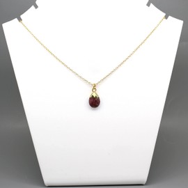 Gempires Rhodonite Crystal Pendant Necklace, 9 x 13 mm Pear Cabochon, 16 + 2 Inch Adjustable 14k Yellow Gold Plated Chain (Rhodonite)