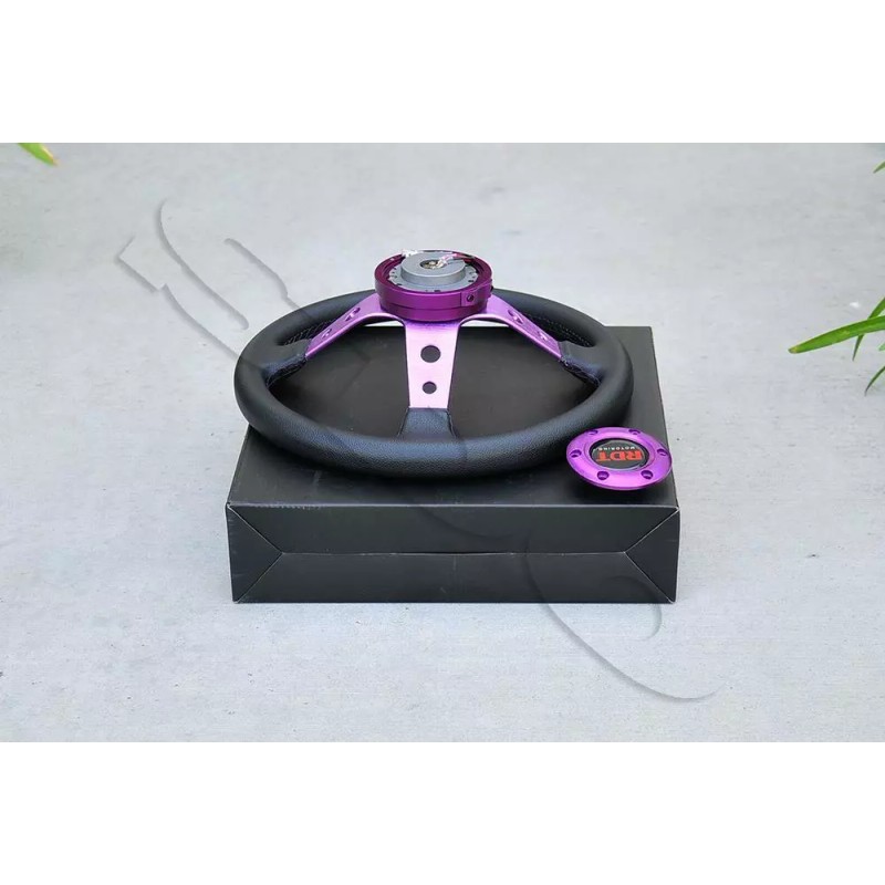 SuperDigitalOutlet 350mm/13.5" Purple Spoke PVC Leather Deep Dish Steering Wheel