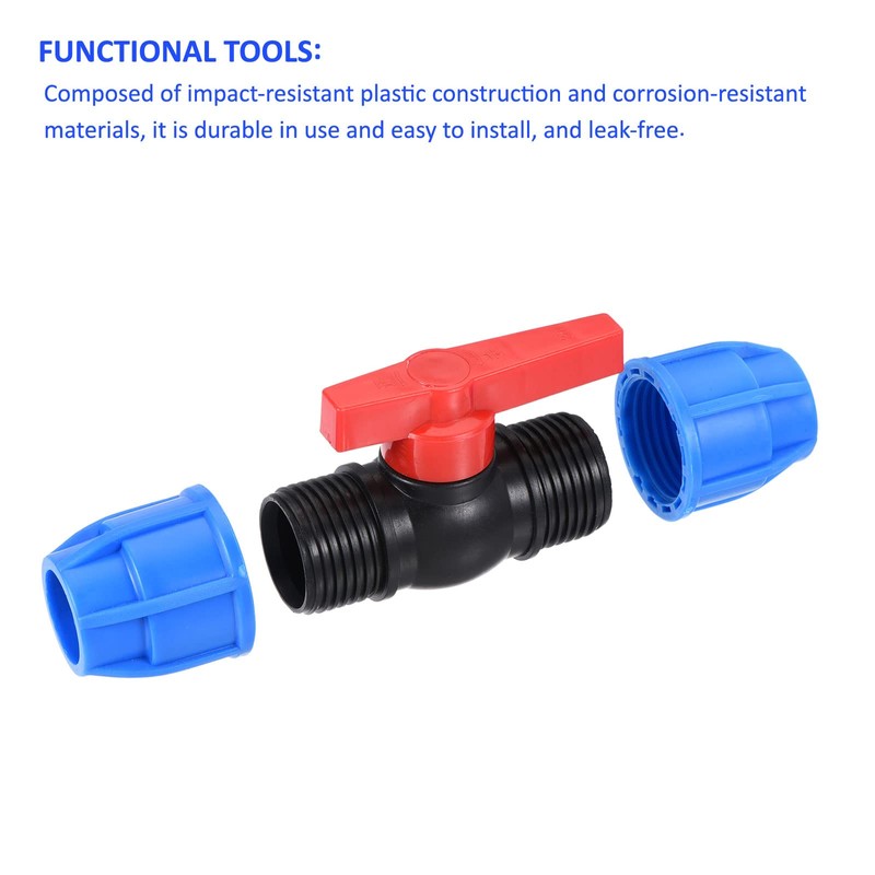 M METERXITY 2 Pack Ball Valve - PE Plastic Shut