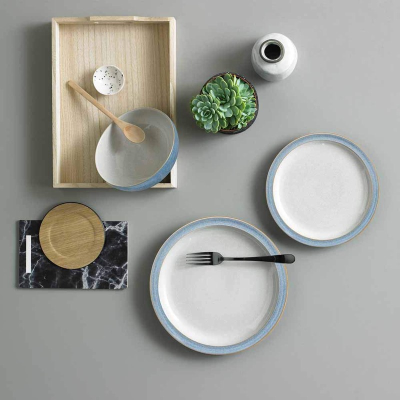 Denby 381048904 Elements 4 Piece Medium Plate Set, Blue