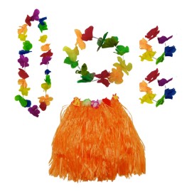 Disfraz Hawaiano Collar Falda Corona Hawaiana Flores Barato