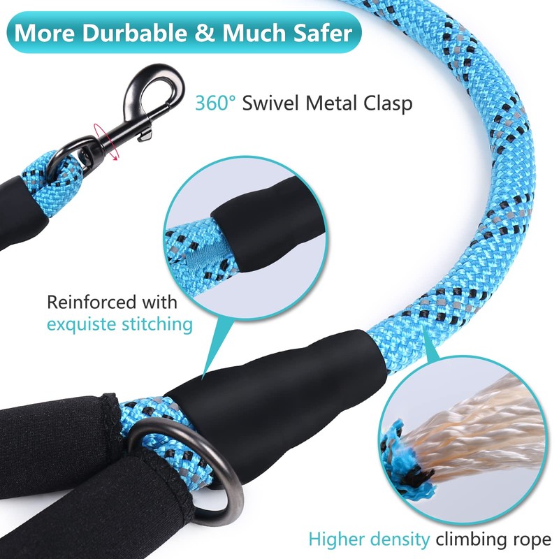 VIVAGLORY Strong Rope Lead with Thick Neoprene Padded Handle, 150