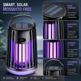 Solar Bug Zapper Garden Light for Outdoor Use – Rechargeable LED Insect Trap for Patio, Yard & Porch